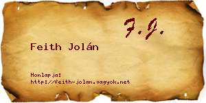 Feith Jolán névjegykártya